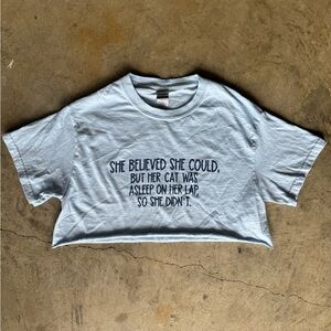 Cropped Blue Cat Baby Tee